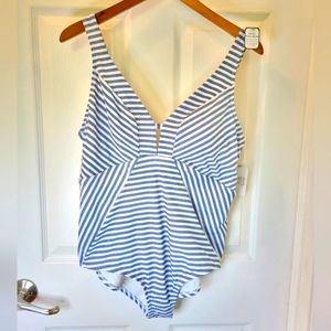 Blue & White striped swimsuit